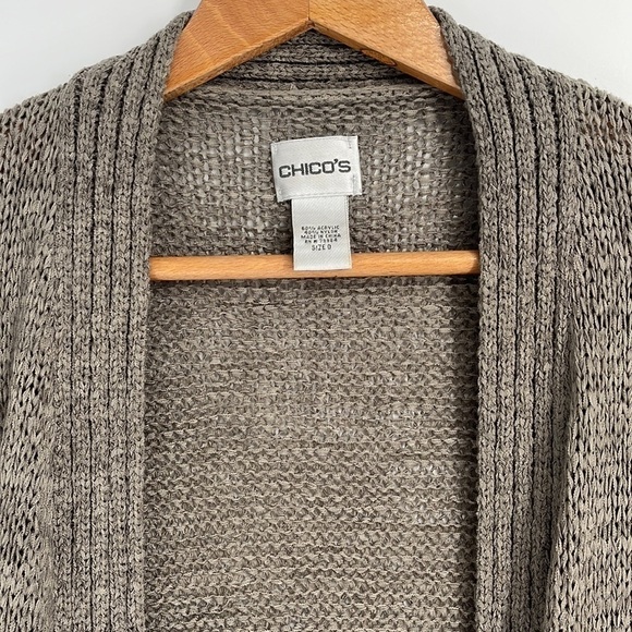 Chico’s Drapey Open Front Woven Knit  Cardigan Sweater Green Women’s Size Small - Picture 3 of 7